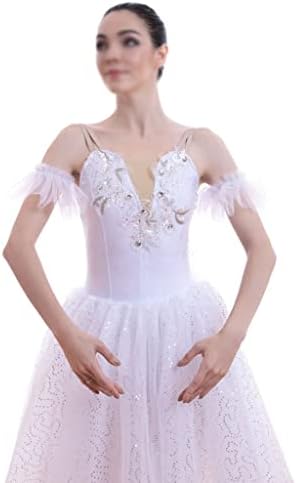 n/a Женски балет костюм Романтична дължина, Балетната поличка, Танцов костюм на Балерина, Балетната поличка (Цвят: бял, Размер: код SA)