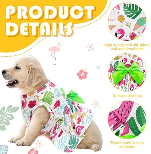 LEIFIDE, 8 бр. Летни Тематични Хавайски рокли за кучета, Празнична рокля за кучета, Поли за домашни любимци с плодов модел Фламинго,
