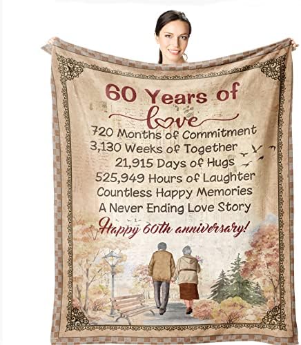 Сватбени подаръци за 60-та годишнина от Wisegem за Двойките, Родителите, Съпруга, Съпруг, Сватбена Одеяло с Диаманти 60 x 50, Наметала,
