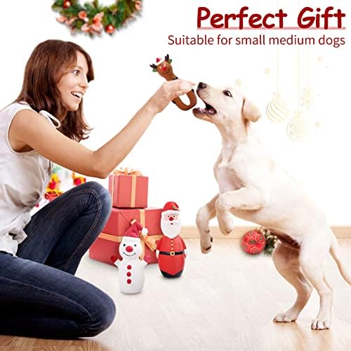 Malier 3 Опаковки, Коледни Играчки за Кучета, Здрава Латексова Пищащая Играчка За кучета, Забавни Интерактивни Играчки за Кучета,