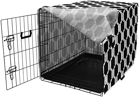 Foldout Модерен Калъф за клетка за кучета, Класически фигура във формата на футболна Топка, черно-бели Геометрични Повтарящи се Шестоъгълници, Лесен за Употреба Калъф