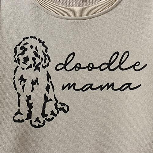 GLIGLITTR Hoody Dog Мама Дамски Сладка Тениска с Изображение на Doodle Мама, Забавна Тениска За Любителите на Кучета с кръгло деколте