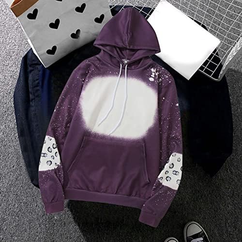 Hoody Жени Hoody Блузи, Ризи Женски Лоскутная Печат Drawstring С Качулка Hoody Пуловер