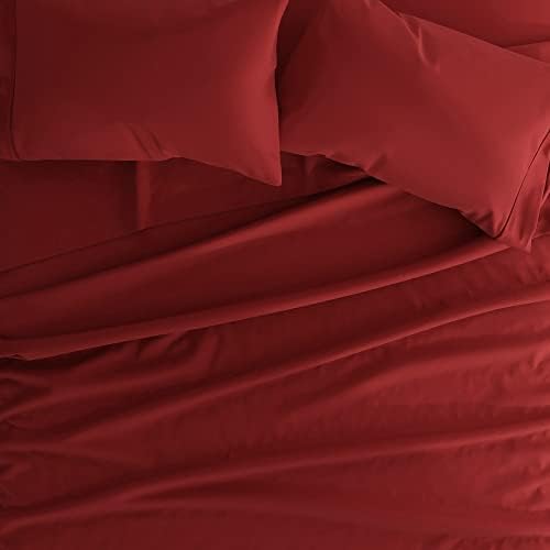 Спално бельо Merit, Дишащи кърпи Twin XL в хотелска стил | Комплект от 4 теми, Ултра Меките Кърпи цвят Бордо с Дълбок джоб | Леки,
