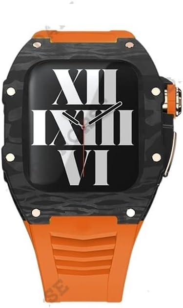 AEMALL Калъф, изработени от въглеродни влакна в спортен стил, моден комплект за Apple Watch Series 8 45 мм, лесен каишка за iWatch