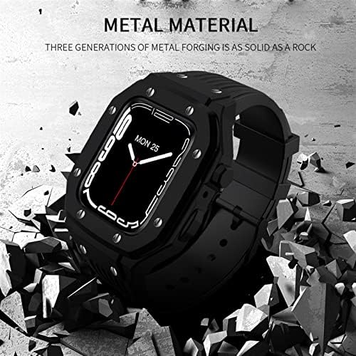 Калъф за часа от сплав DZHTUS за iWatch серия 7 6 5 4 SE, калъф за Apple Watch, каишка 44 мм, женски 42 мм, 45 мм, Луксозни, Метални, Гумени Аксесоари за часовници е от неръждаема стомана (