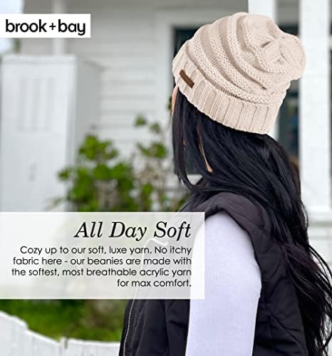Дамска Зимна шапка-бини с припокриване Brook + Bay - Обемни Възли Шапки с припокриване - Приятна Плътна Вязаная шапка за студено време
