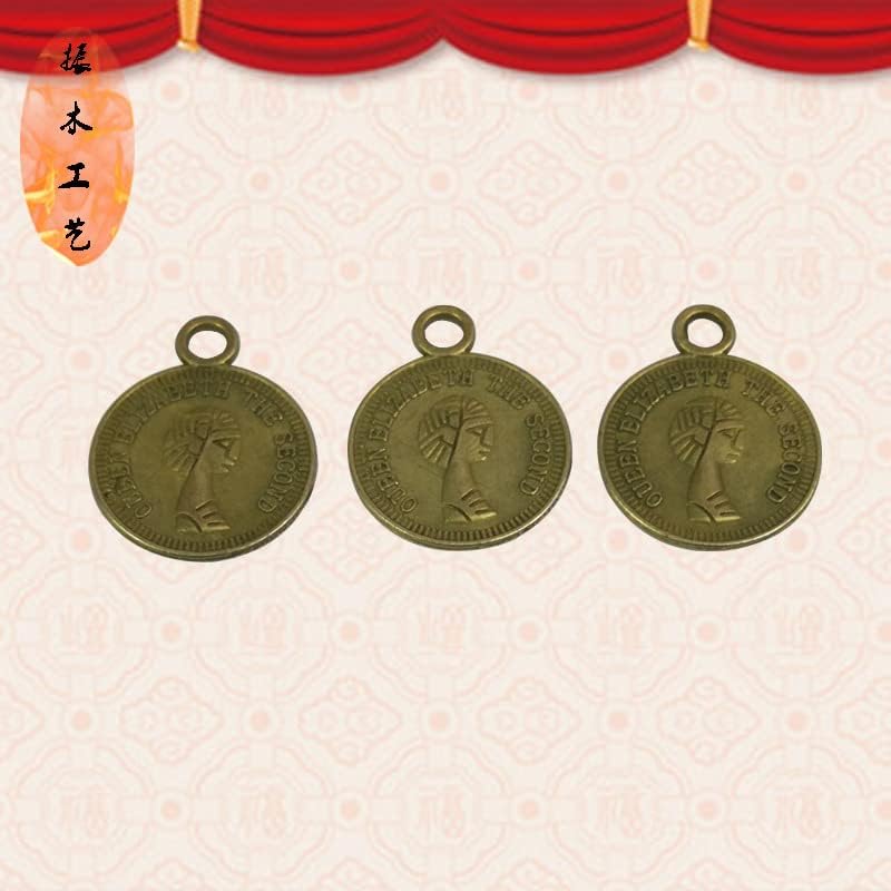 QianKao 金属工艺品DIY饰品吊坠 1.5 CM美人头铜钱风水钱币 带钩铜钱(银色直径1.5cm200个每包)