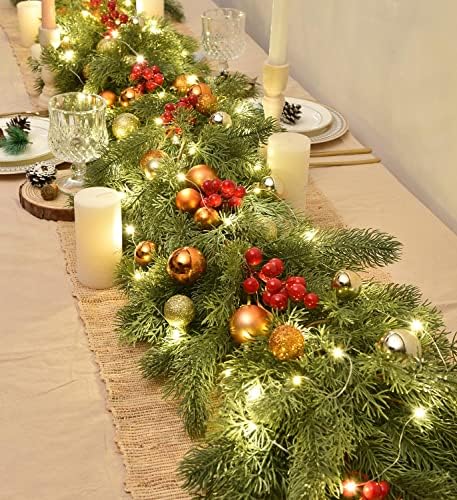 Коледна Борова Венец Gomat 6 фута, Коледен Венец от Зеленина, Реалистична Кедрова Изкуствена Кипарис Венец за Празничната Полицата
