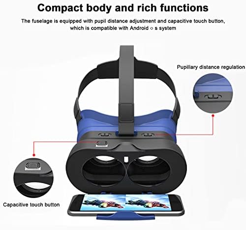 Qiopertar VR 3D Очила Версия на Слушалки за Мобилни телефони Шлем за Виртуална реалност VR Очила 3D Киноигры за Филми, Видеоигри