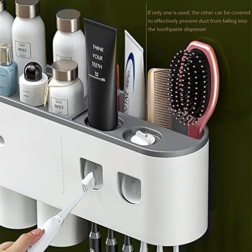 Титуляр четка за зъби, с монтиран на стената, Автоматично Опаковка на паста за зъби за баня, Поставки за четка за зъби и комплект
