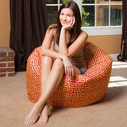 Елегантен стол-чанта Bean Bag, X-Large-48 см, с червено-жълти петна под формата на резба