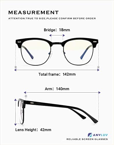 ANYLUV Blue Light Блокер Очила-2 опаковки Класически Прозрачни Лещи Без Рамки, Защищающих от Пренапрежение на очите, Компютърни