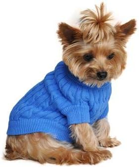 Пуловер за Куче с Шарките на кученца От Чесаного Памук, Вязаный Дантела - Riverside Blue (XX-Small)