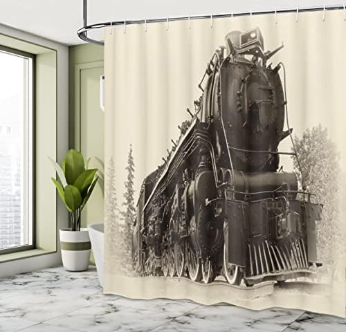 Завеса за душ с Парен двигател Ambesonne, Историческият Северен Експрес Канадските Железници, Снимка С Принтом Товарен Машини, Определени