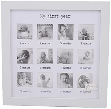 Фоторамка за новороденото през Първата година от живота Asixxsix, Здрава и надеждна рамка за снимка за спомен от дете на 12 месеца, с куки и звена крака, рамка за снимка-к?