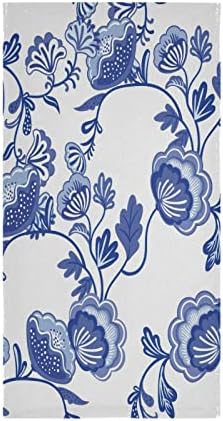 Кърпи за ръце в стил шинуазри с красиви Сини Цветове, Комплект от 2 Луксозни Декоративни Кърпи / хавлии за баня с Принтом, Супер