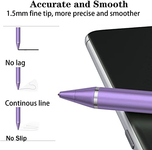 Stylus писалка за сензорни екрани, Активни stylus писалка за Samsung iPhone, LG, ipad, смартфони и таблети За рисуване и писане (Лилаво)