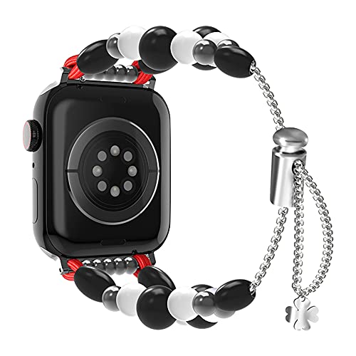 AISPORTS Перла найлонов ремък, който е Съвместим с Apple Watch Band 40 мм 38 мм за жени и Момичета, Регулируеми Перлени Бижута, Найлонов Гривна-Верига, Спортна гривна, Взаимозамен