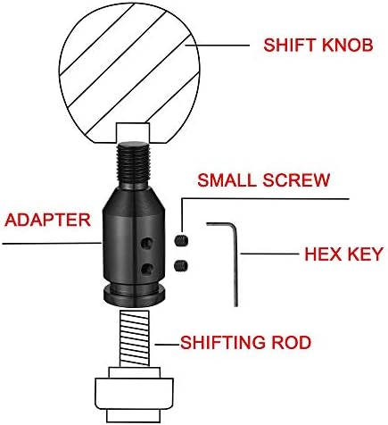 TOMALL Универсален Алуминиев адаптер за дръжка на скоростния M12X1.25 за автомобил адаптер, без резба, Съвместима с BMW, Mini и др (Черен)