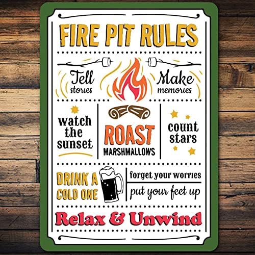 Знак на Правилата за Огъня, Забавен Интериор, Уличен Камина, Весел Подарък За Семейна Безопасност, Къмпинг, Реколта Метална Лидице