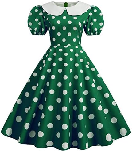 Жена Винтажное рокля 1950 Г., Рокля-риза Midi, Коктейл Рокля-Люлка, Трапециевидное Расклешенное Пищни Рокля С Къс Ръкав и Принтом