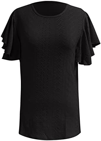 OVERMAL / Дамски Годишна Ежедневна Мода Однотонная Тениска с кръгло деколте и къси ръкави, Свободна, Отворена Риза, Топ