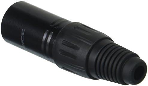 5-Пинов штекерный DMX-жак Monoprice - Черно, анодизиран алуминий, С Пластмасова капачка, гумени, подплата за облекчаване на напрежението и три контакти за запояване