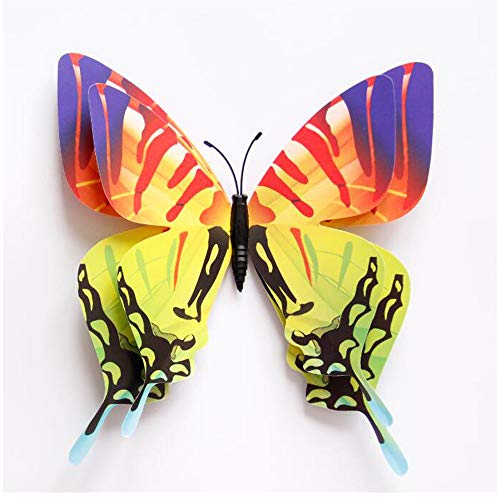 Wociaosmd 3D Пеперуда Стикер На Стената Магнит за Хладилник Декор на Детска Стая Стикер Апликация 12шт (Многоцветен)