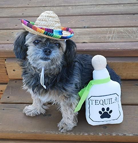 4 Опаковки Дъвчащи играчки за кучета Fiesta и Сомбреро - Мексико Плюшени играчки - Пищялките - Подаръци за кучета чихуахуа - Тако - Текила - Лют сос