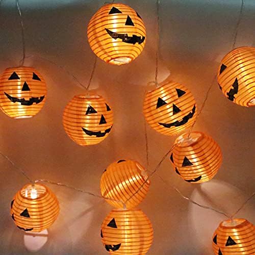 Yukrilt Украса от Тиква за Хелоуин, Струнни осветителни тела - 20 led 9,8-футови 3D-фенер, захранван с батерии, тиквени Фенери, 2 Режима на Оранжево осветление за вътрешен и въ