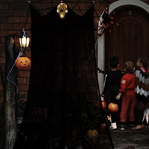 Висулка с Декорация Духове на Хелоуин, Окачен Декор от Духове къща височина 14,07 фута, Гласова Активация Движение Жнеца, за парти
