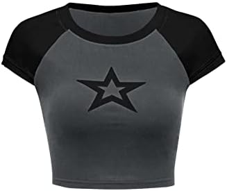 SweatyRocks Женска Тениска с кръгло деколте и Графичен Принтом, Скъсяване на Тениски С Къс Ръкав