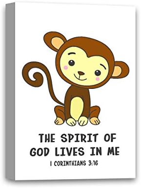 Божият Дух Живее в мен Цитати Маймуна Платно Цитати от Библията, Изкуството, Стихове от Библията, за Деца Детска Стая Стенни Художествени Етикети Декор на Детска ст