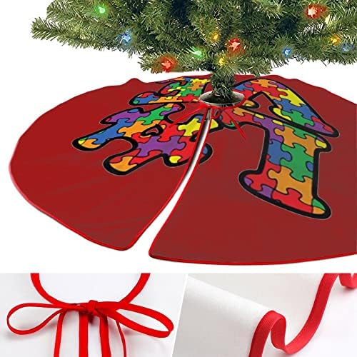 Любовта Информираността за Аутизма Пъзел Коледно Дърво Пола Мека Коледна Елха Мат Коледна Украса за Празнично Парти у Дома 30 x30