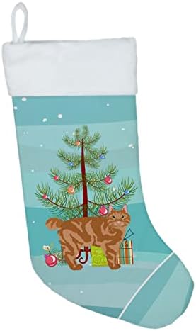 Caroline's Treasures CK4640CS Курильский Котка куче с подрязана опашка весела Коледа Коледни Чорапи, Чорапи За Висящи пред Камината,