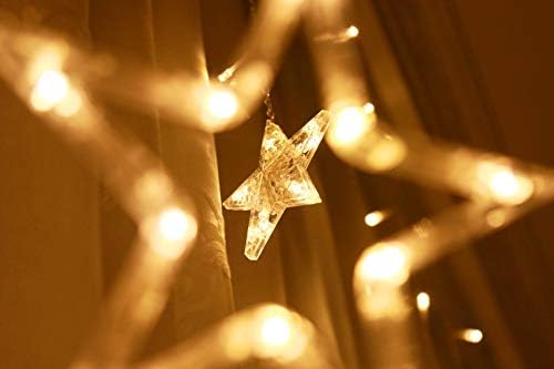 Lostars, Led Star Гирлянди 138Л Прозорец Завеса с 8 Режима на осветление Подключаемое Украса с Дистанционно управление Коледа Честването