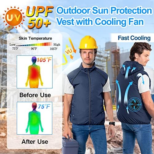 Охлаждащ жилетка NJDGF за мъже и жени - Дрехи с климатик и вентилатори, 3-Степенна Регулация, Охлаждащ Жилетка за работа в горещо