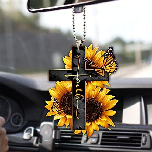 Талатака Вяра Слънчоглед Бог Исус на Кръста в Християнската Пеперуда 2D Плоско Огледало за Обратно виждане на Автомобила Аксесоари