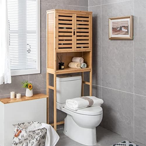 Шкаф за съхранение на над тоалетна, 3-слойная Отделно стоящи полк, за да спестите място в банята (Цвят: A, размер: както е показано на фигурата)