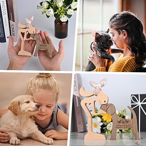 KINGNOW Загуба на кучета Съчувствие Подарък на едно Момиче и Кучето Дървена Скулптура Запомнящи се подаръци за домашни любимци