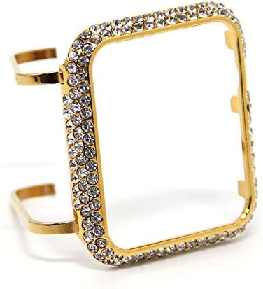 Bezel за часа Callancity с кристали 42 мм-Златист корпус с големи диаманти, съвместим с Apple Watch Серия 1, Серия 2, 3 Series