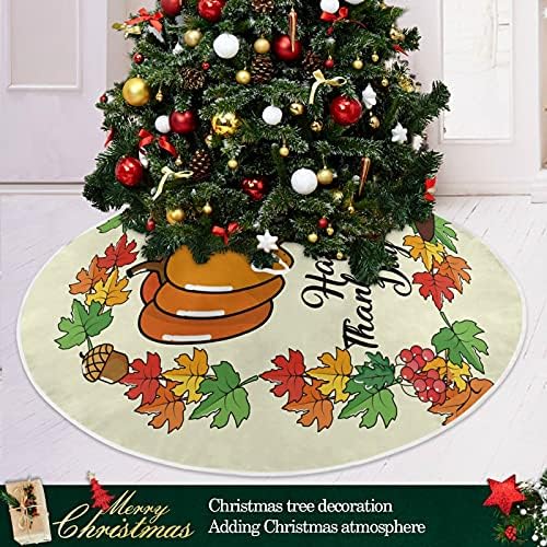Декорация на Поли Коледна елха ALAZA, Украса Малка Мини Поли на коледната Елха 35,4 инча с Листа, Шапка и Тиква с Деня на Благодарността