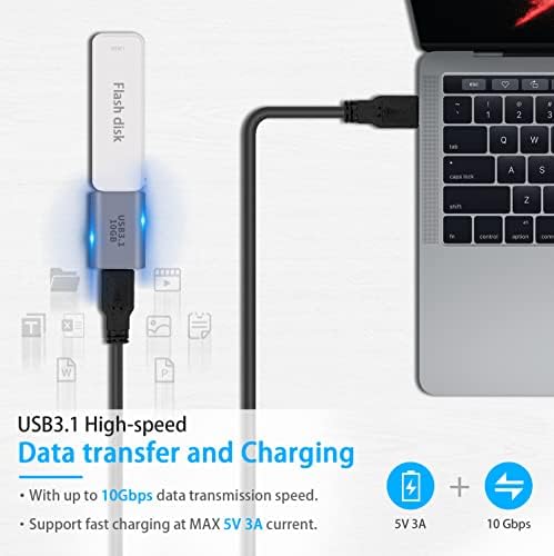 Адаптер Poyiccot C USB към USB 3.1 10 Gbit/s, USB Конектор C към конектора USB A, удължителен кабел адаптер за USB 3.1 към USB C с двупосочен трансфер, съвместим с iPhone, MacBook Pro, Samsung Galaxy, 1 опако