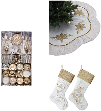 Комплект коледни бижута от бяло злато Severin Madelyn (3 обекта) 50-каратные украса за Коледните топки + 48-инчов Пола за Коледно