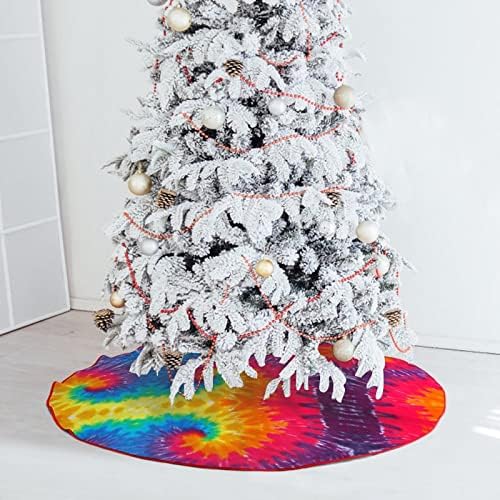 Цвят на тай-Дай Коледно Дърво Пола Мек Плюш Червен Вътрешен за Коледно Парти Празнична Украса На Закрито и На Открито