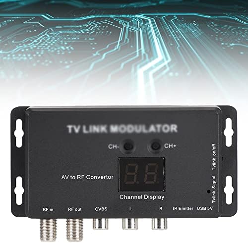HYXEB UHF TV Link Модулатор на AV-Радиочестотни Конвертор IR удължител с 21-канальным дисплей PAL/NTSC Допълнително Пластмаса Черен