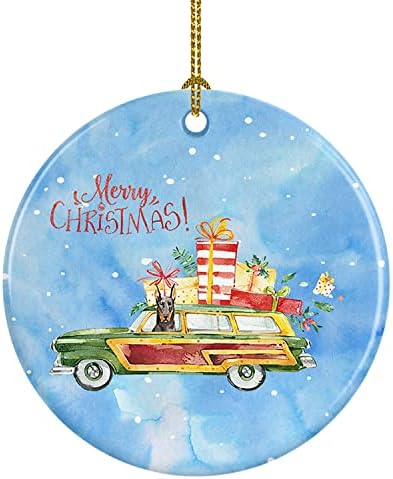 Керамично Украса Carolin's Treasures CK2404CO1 весела Коледа на Доберман-Пинчер, Украси за Коледната Елха, Подвесное Украса за Коледа, Празник, Парти, Подарък,