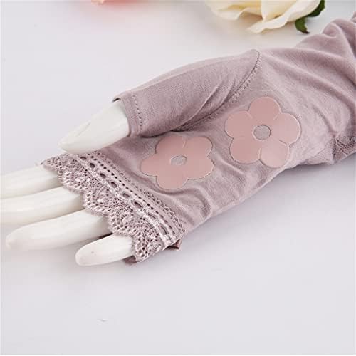 PDGJG Дамски Летни Дантелени Ръкавици За Шофиране и Каране С ръкав Ice Silk На половин пръст