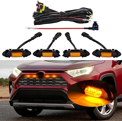 MEALAM Кехлибар, led светлини, 4 бр., лампи Raptor на предната решетка, Автомобилни Аксесоари, с жгутом кабели и предохранителем,